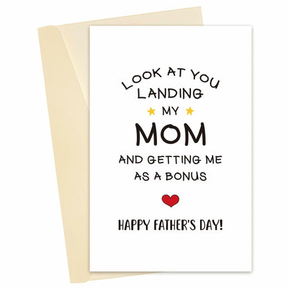 Heyshoo Funny Stepdad Father's Day Card Humor Bonus Dad Gift