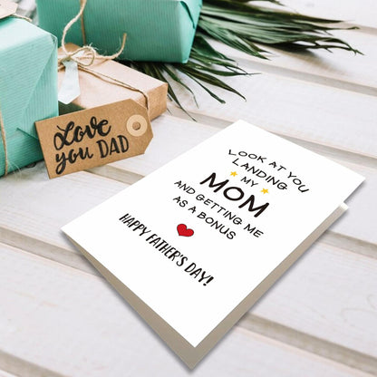 Heyshoo Funny Stepdad Father's Day Card Humor Bonus Dad Gift