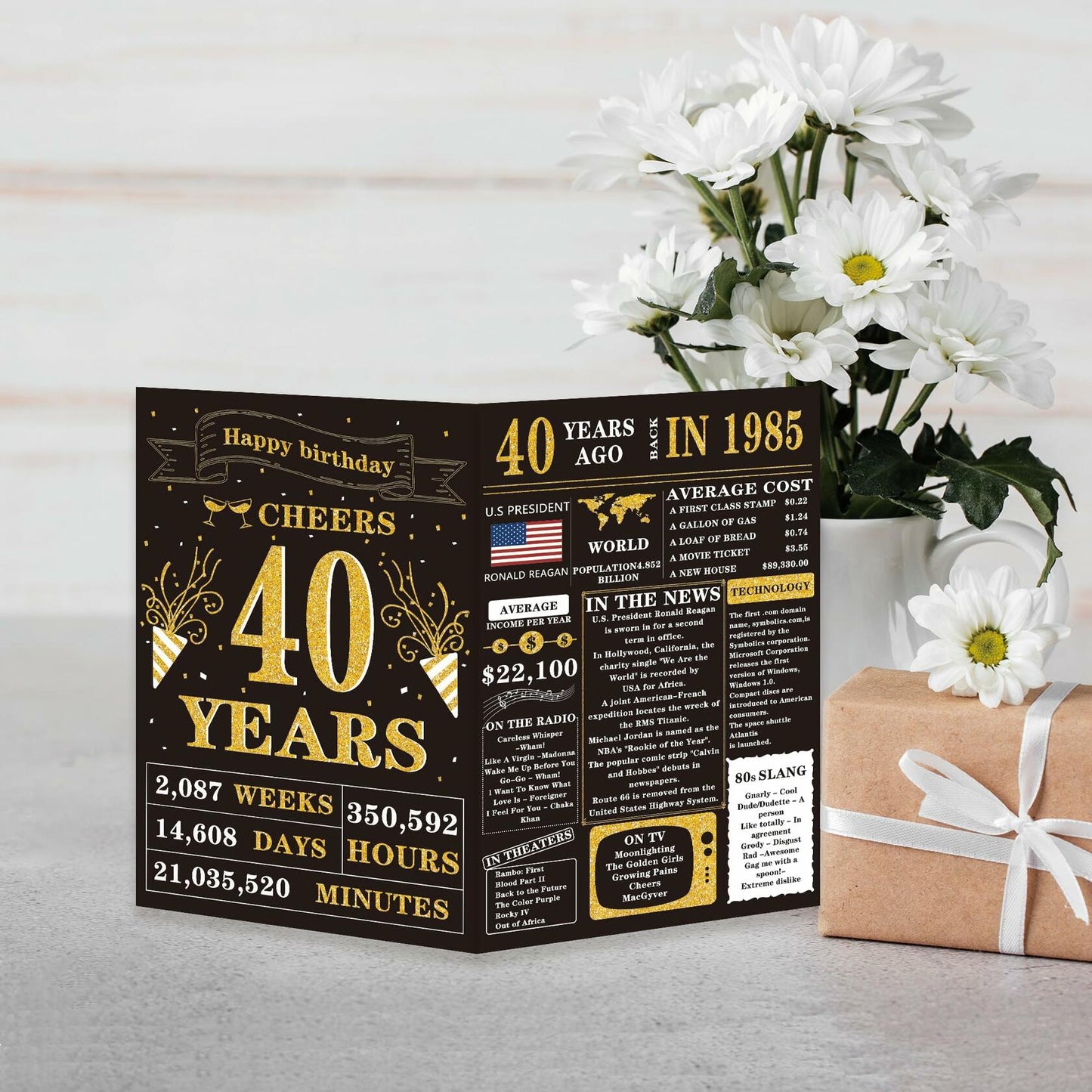 Detuca 40th Birthday Card Funny Gifts Decorations for Men Women DTK-62