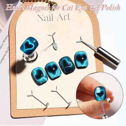 KooluWin 5 Pack Heart Cat Eye Gel Polish Magnets Black with Y-Shaped Guide