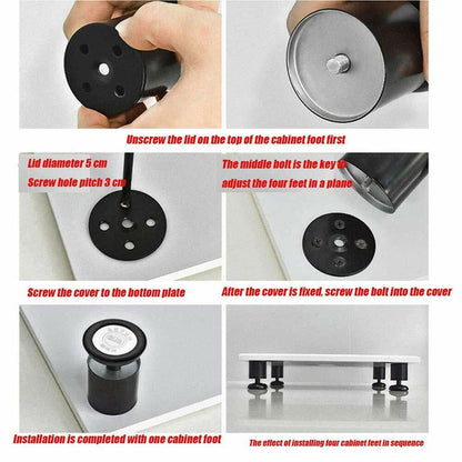 Lheng Stainless Steel Adjustable Furniture Legs Black 18cm 2 Pcs