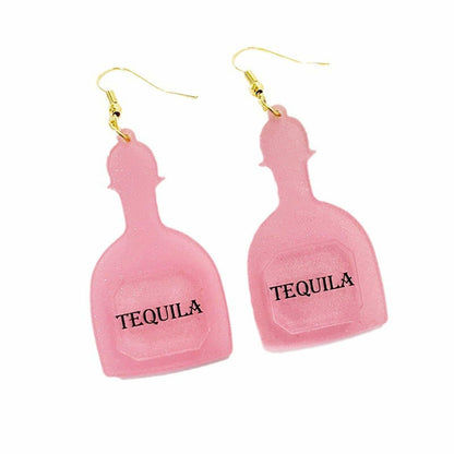 Caiyao Bohemia Acrylic Glitter Tropical Drink Cup Drop Earrings D Pink 2