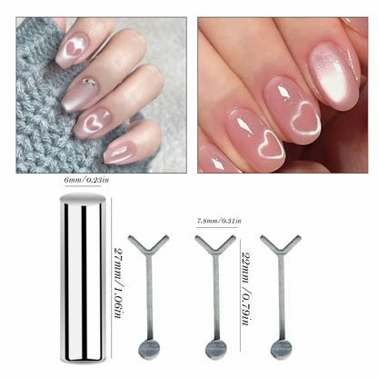 KooluWin 5 Pack Heart Cat Eye Gel Polish Magnets Black with Y-Shaped Guide