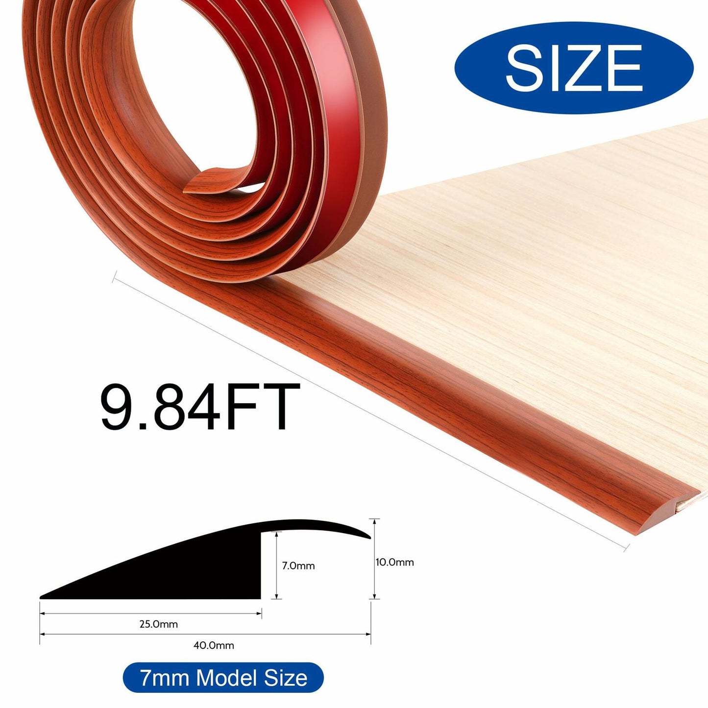 BNELL Floor Transition Strip PVC Self Adhesive 9.84FT Red Teak Wood Grain