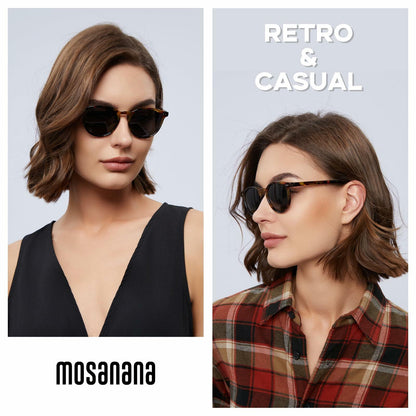 mosanana Polarized Round Sunglasses Small Tortoise Grey Casual Women MS52361