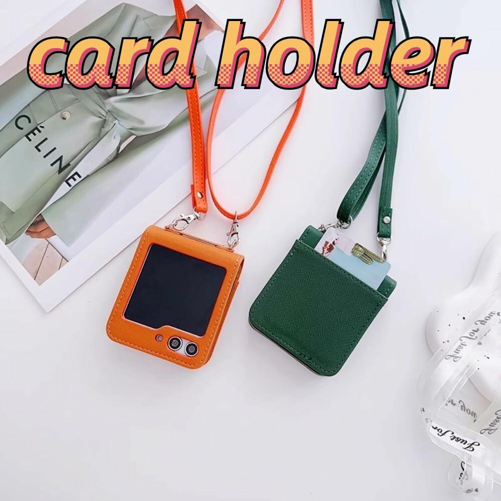 Duboby Samsung Galaxy Z Flip 6 Case Card Holder Lanyard Hinge Protection Orange