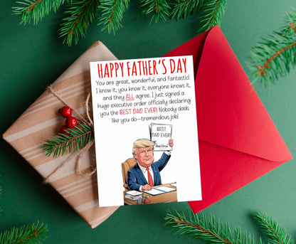 HOMEVAGE Fathers Day Card Funny Quote Folded 5x7in Red Envelope