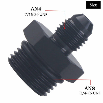YOMIRACING 6AN Male Flare to 8AN 1/4NPT Aluminum Fuel Rail Adapter Black 2pc