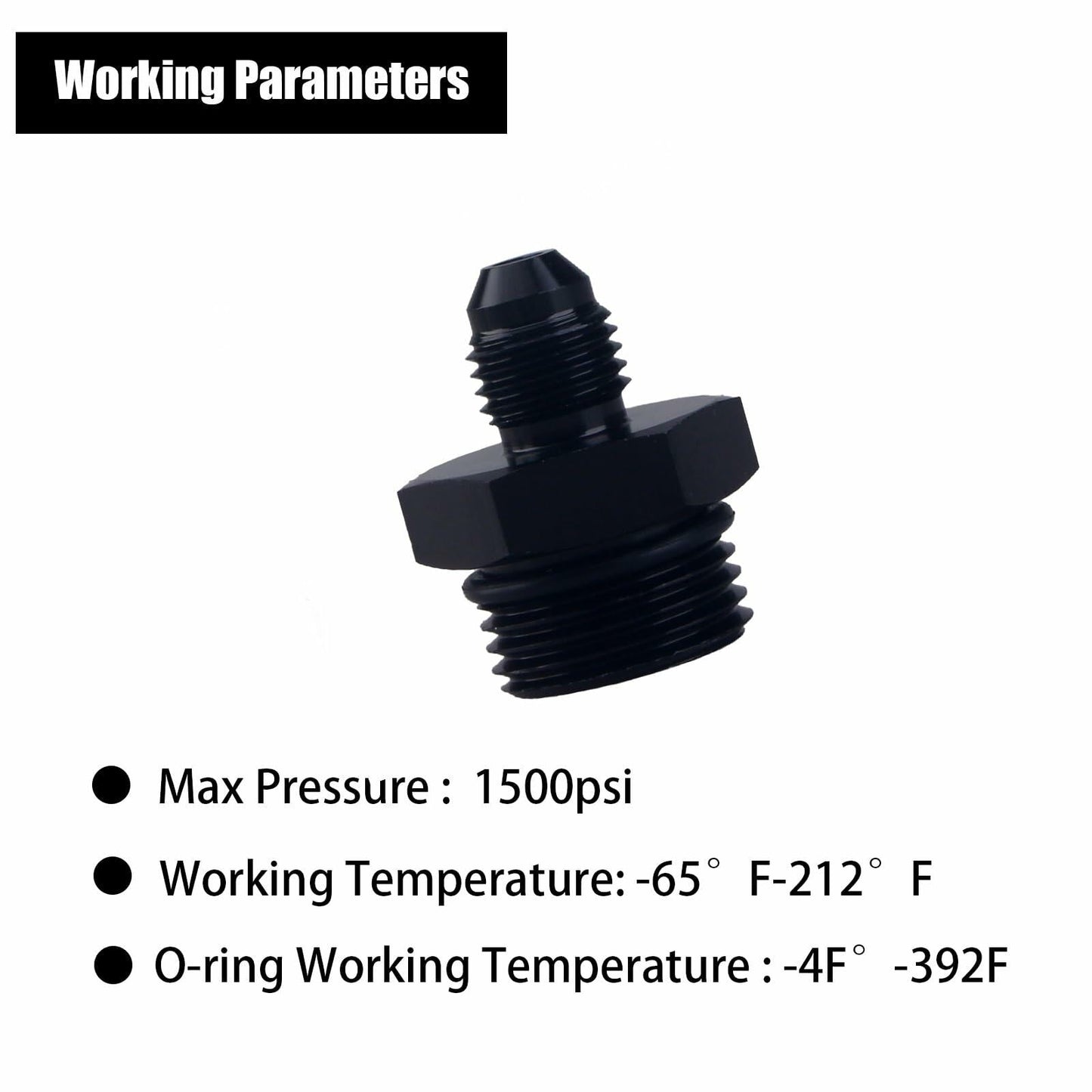 YOMIRACING 6AN Male Flare to 8AN 1/4NPT Aluminum Fuel Rail Adapter Black 2pc