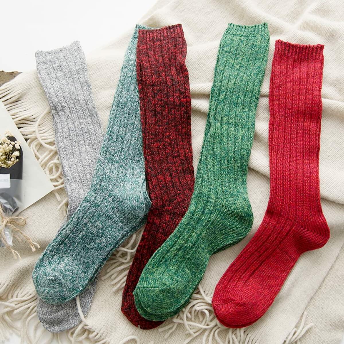 TINTAO Women Winter Wool Cable Knit Knee High Boot Socks 3 Pairs Size 5-11 A06