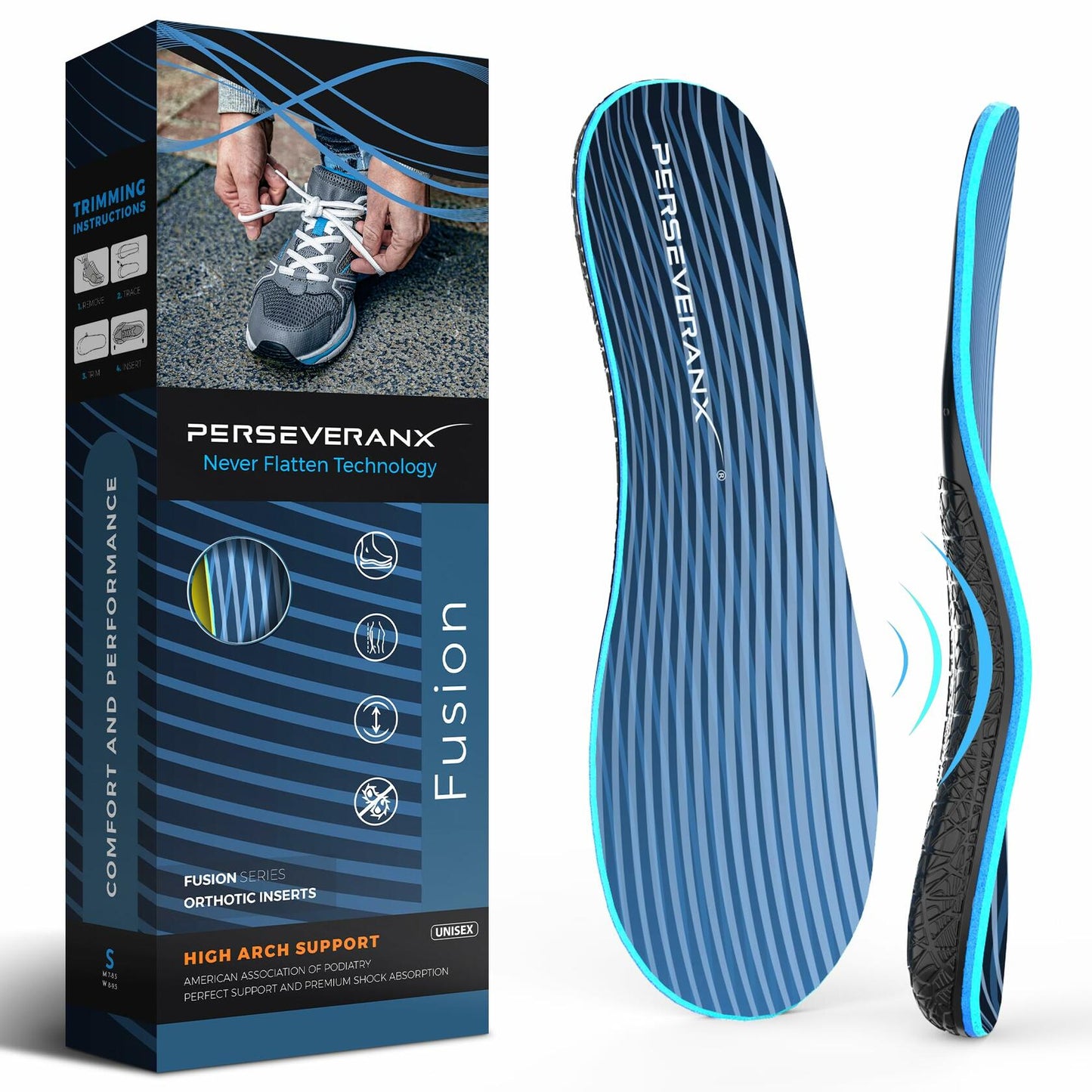PerseveranX Plantar Fasciitis Insoles Arch open box Women XS