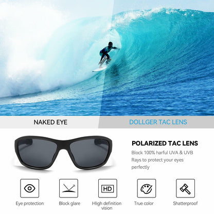[Like New] Dollger Polarized Sports Sunglasses Women UV400 Black Wraparound Fit