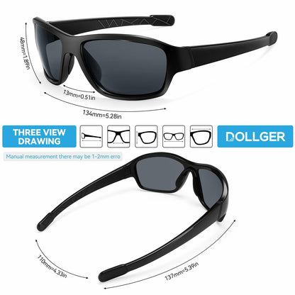 [Like New] Dollger Polarized Sports Sunglasses Women UV400 Black Wraparound Fit