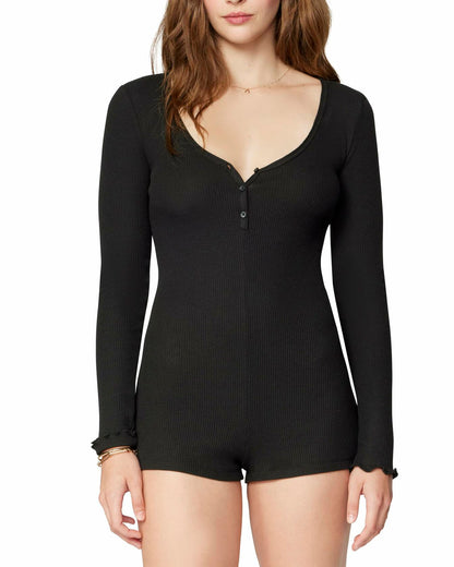 Florence by mills Women's Micro Thermal Romper Black Size X-Small