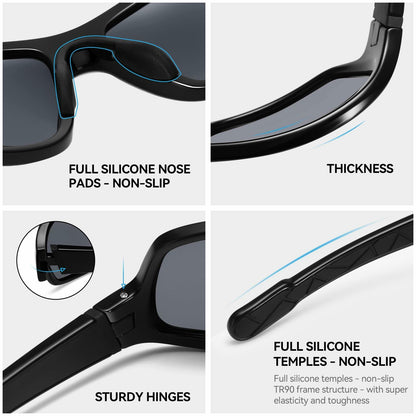 [Like New] Dollger Polarized Sports Sunglasses Women UV400 Black Wraparound Fit