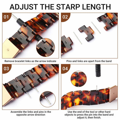 MAIRUI Resin Watch Band Compatible Apple Watch Series 1-9 Ultra 42-49mm Pink Tan