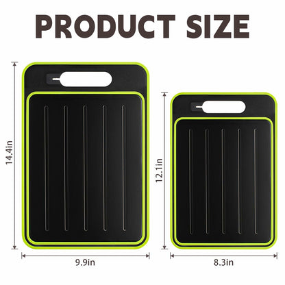 AOWBCGD Cutting Board Double Sided 2 Pcs Large+Small Black Stainless Steel