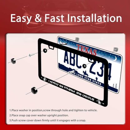 I Myself am Strange and Unusual Stainless Steel License Plate Frame 12.2x6