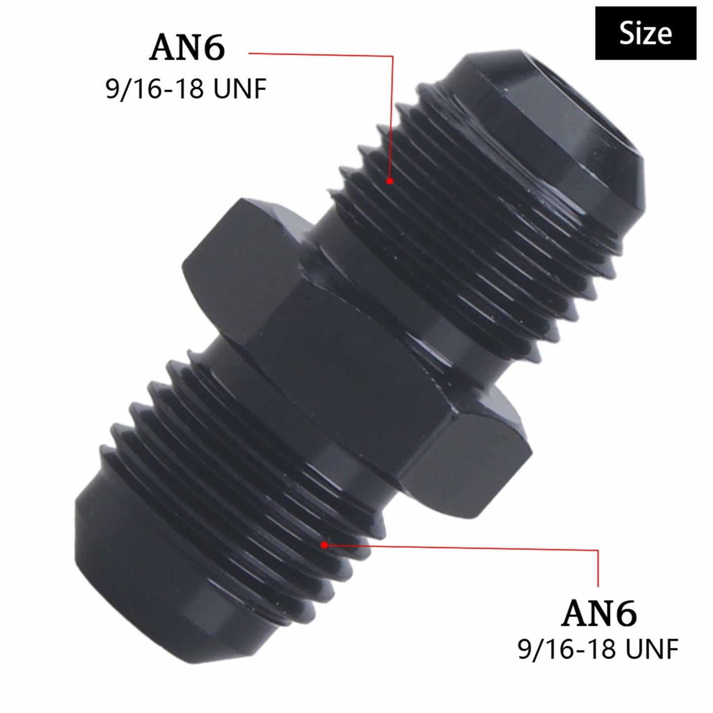 YOMIRACING 6AN Male to AN6 Male Flare Adapter Coupler Black Pack of 2