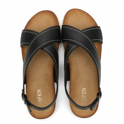 UBFEN Womens Flat Sandals Arch Support Slingback Black Size 9