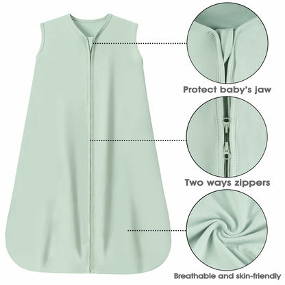 GUNTAIL Baby Sleep Sack 100% Rayon Cotton 2-Way Zipper Soft Lightweight Green L