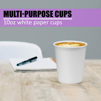 Smygoods Disposable Paper Coffee Cups White 10 OZ 100 Count Hot Beverage