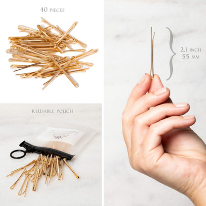 KOKO & KO Gold Bobby Pins 2in 40pcs Flat Hair Pins Blonde Hair