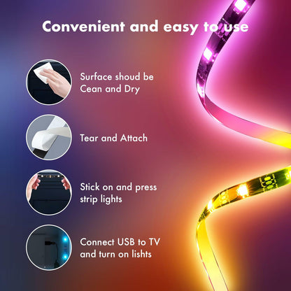 DTQJ RGB LED TV Backlight Strip 13.1ft USB Music Sync Bluetooth Remote