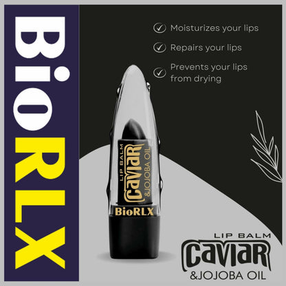 BioRLX Aloe Vera Lip Balm Caviar & Jojoba Oil 0.12oz Pack of 3
