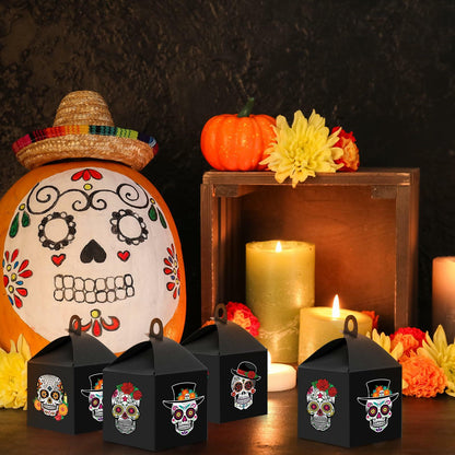 VIHOSE 12 Sets Day of The Dead Sugar Skull Masks Craft Kits Bulk Halloween Decor