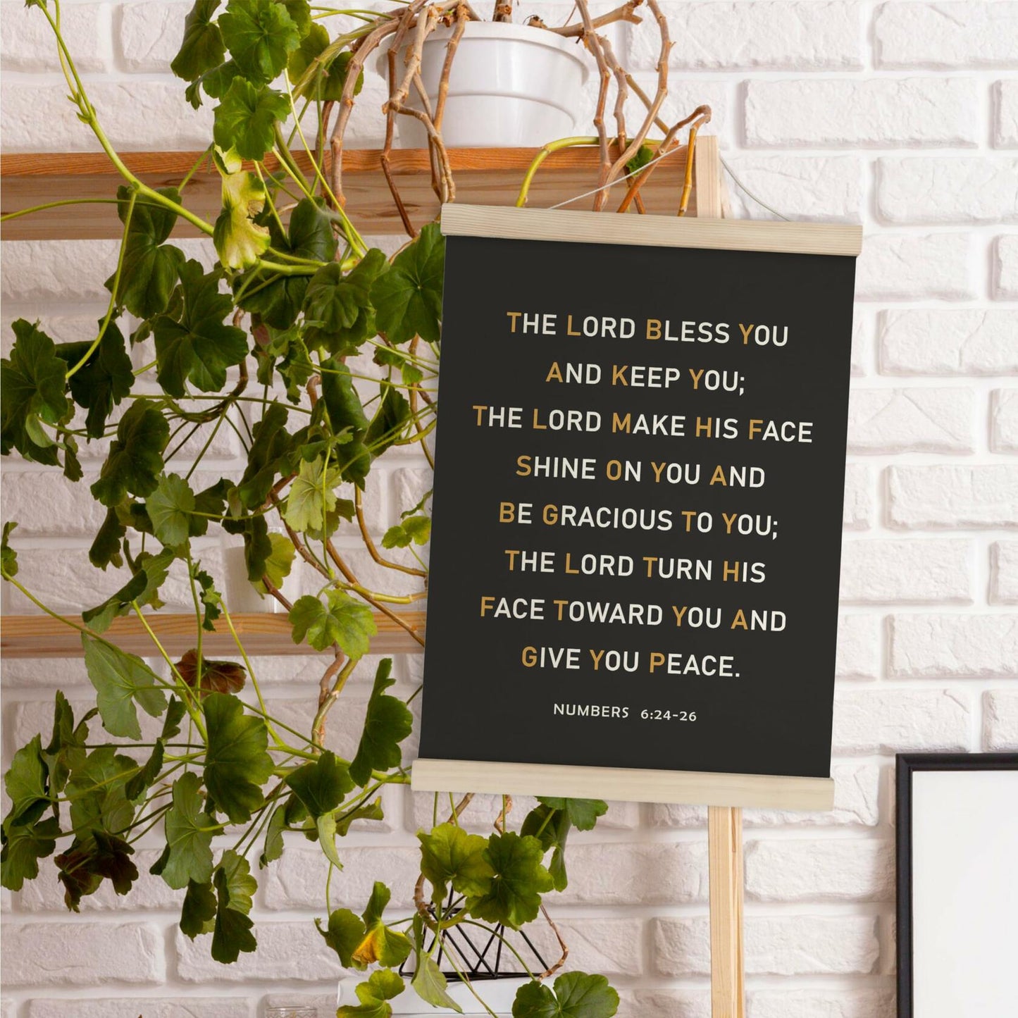HRQKO Christian Numbers 6 24-26 Wall Art Poster Hanger Frame Black 12x16
