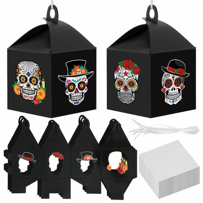 VIHOSE 12 Sets Day of The Dead Sugar Skull Masks Craft Kits Bulk Halloween Decor