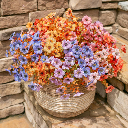 HyeFlora Artificial Fall Flowers Faux Mums with Eucalyptus 12 Bundles Multicolor