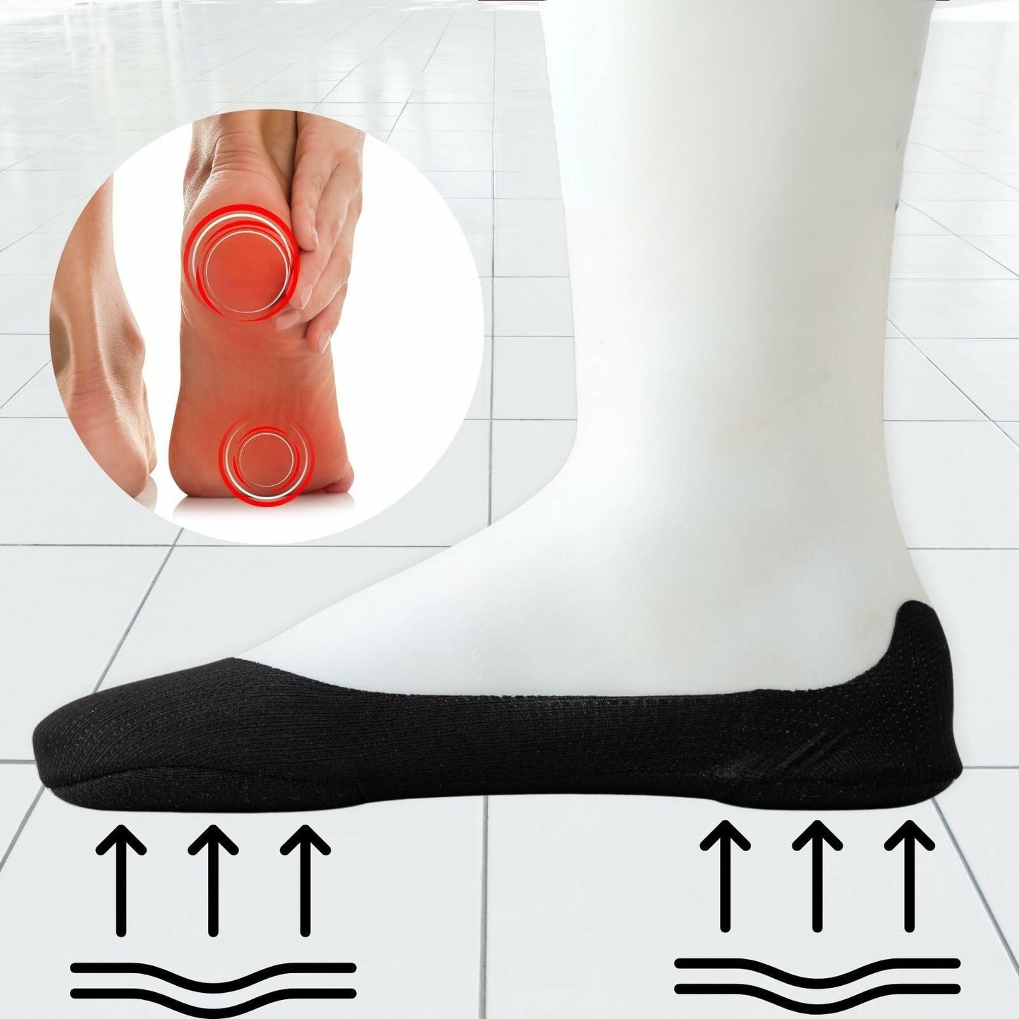 Soxbang 3 Pack No Show Socks Ball-of-Foot Cushion Ultra Low Cut Black Size 5-7.5