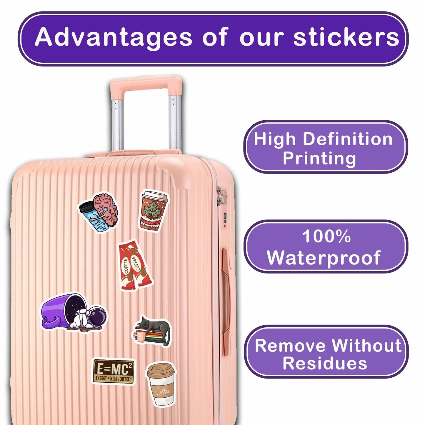 BIGZORO Waterproof Vinyl Tank Stickers Decals Pack 50 PCS