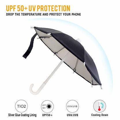 FantasyBear UV Protection Phone Umbrella Adjustable Suction Cup Stand Dark Blue