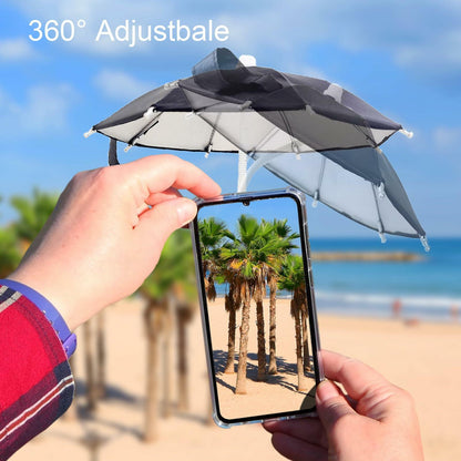 FantasyBear UV Protection Phone Umbrella Adjustable Suction Cup Stand Dark Blue