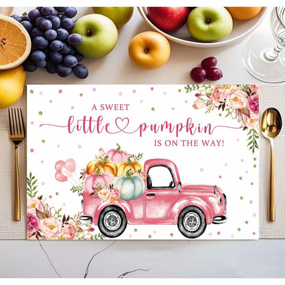 Andrain 50pcs Pumpkin Disposable Paper Placemats 11x17in Pink Flowers