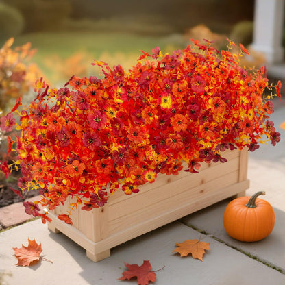 INXUGAO Artificial Mums Fall Flowers UV Resistant 9.7x9.7x13.7in B-red