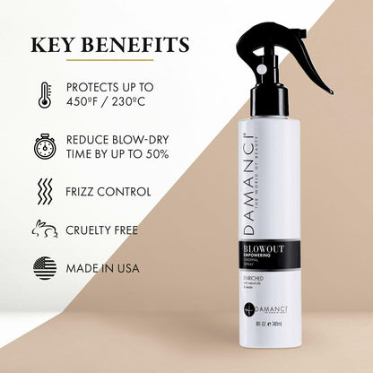 DAMANCI Empowering Blowout Spray Heat Protectant Hair 8oz White Citrus