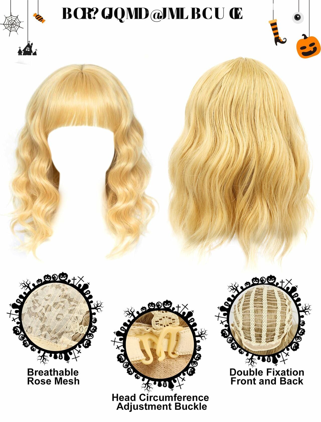 PJPSAA Halloween Singer Costume 3pc Wig Hat Shorts Blonde XL