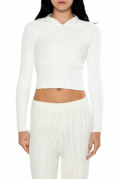 Forever 21 Women's Hooded Raglan Sweater White Size XS