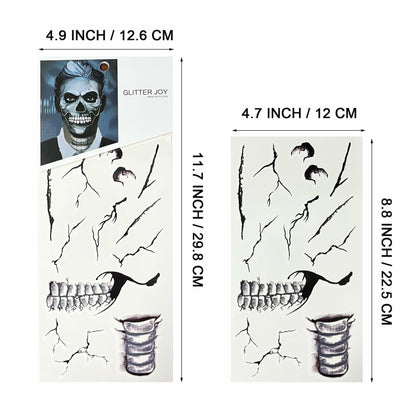 LEOARS Fake Zombie Face Tattoos Dia De Los Muertos Halloween Temporary Black