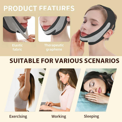 ROWMATE Graphene V-Line Mask Jaw Exerciser Chin Strap Black Size M