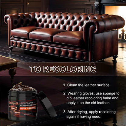 [Like New] Jallgedk Leather Recoloring Balm Leather Repair Kit Furniture Brown