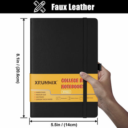 XRUNMIX Lined Journal Notebook 5.7x8in 160 Pages 100 GSM Black 1 Pack