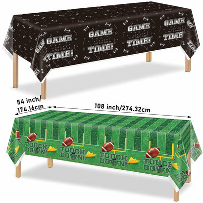 Yavxzvbw Football Party Plates Tablecloth Decor Supplies Green Birthday