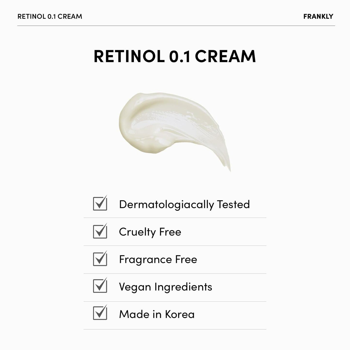 BestBy12/26 FRANKLY Retinol 0.1% Cream 1.01oz Night Anti-Aging Korean Skin Care