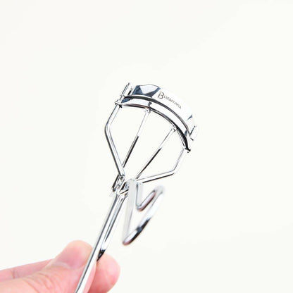 BLISSOTOPIA 2-in-1 Eyelash Curler and Tweezer Set Silver Travel Friendly