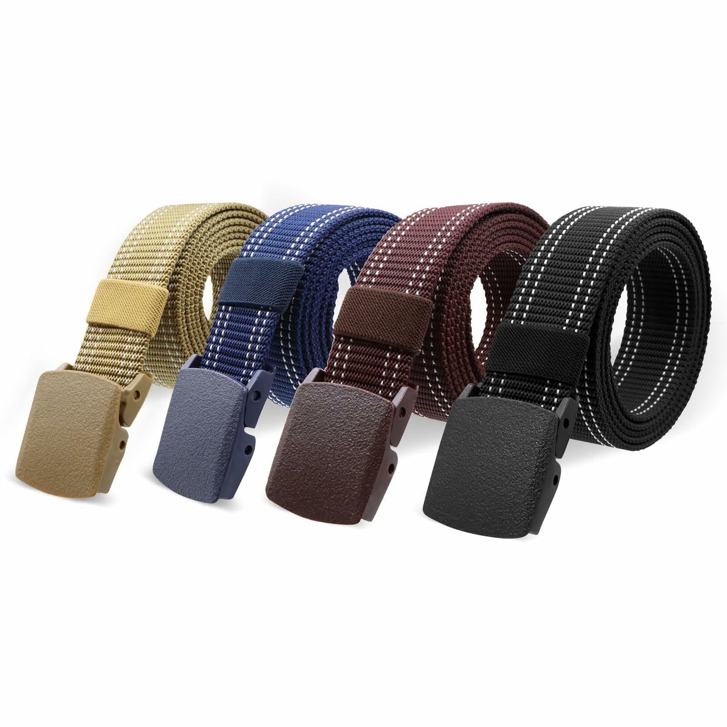 Sworew Men’s Tactical Nylon Belt Adjustable Web Non-Metal Buckle Black 54in